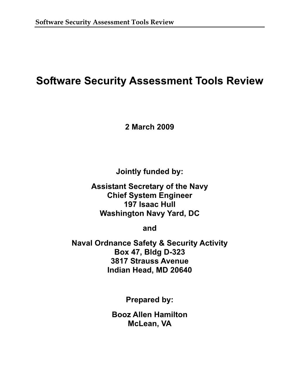 Software Security Assessment Tools Review