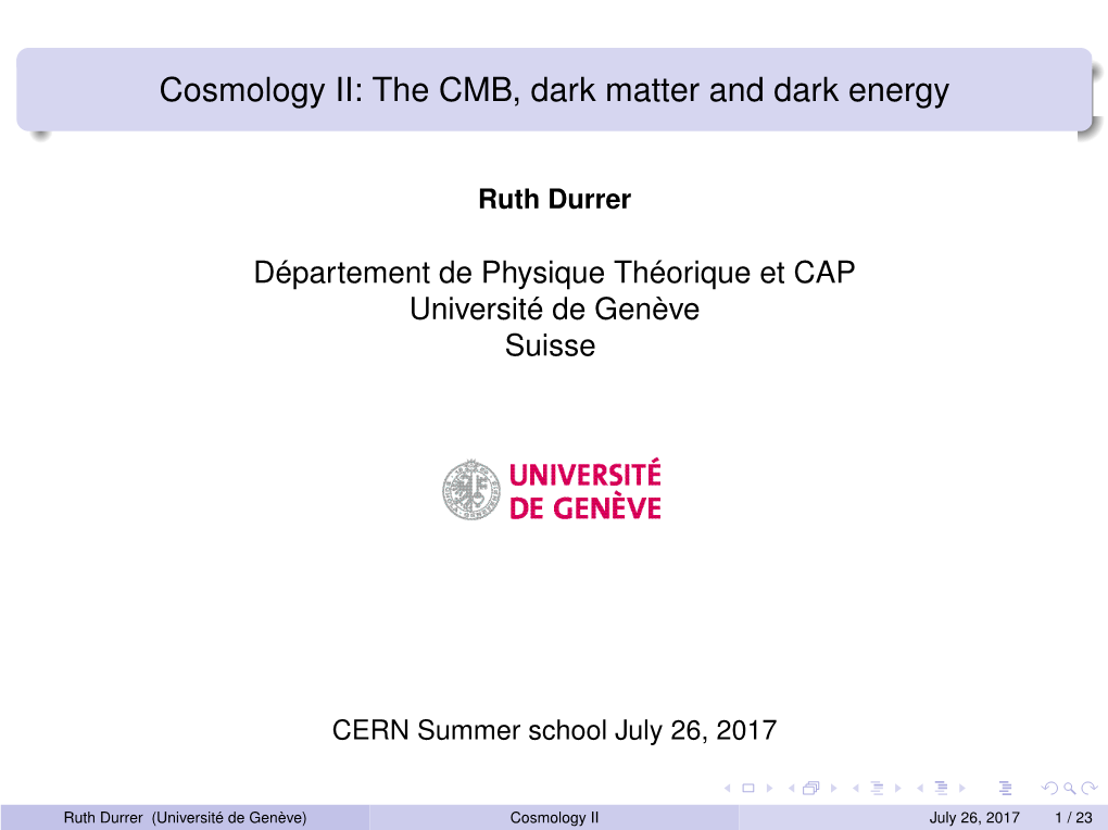 The CMB, Dark Matter and Dark Energy