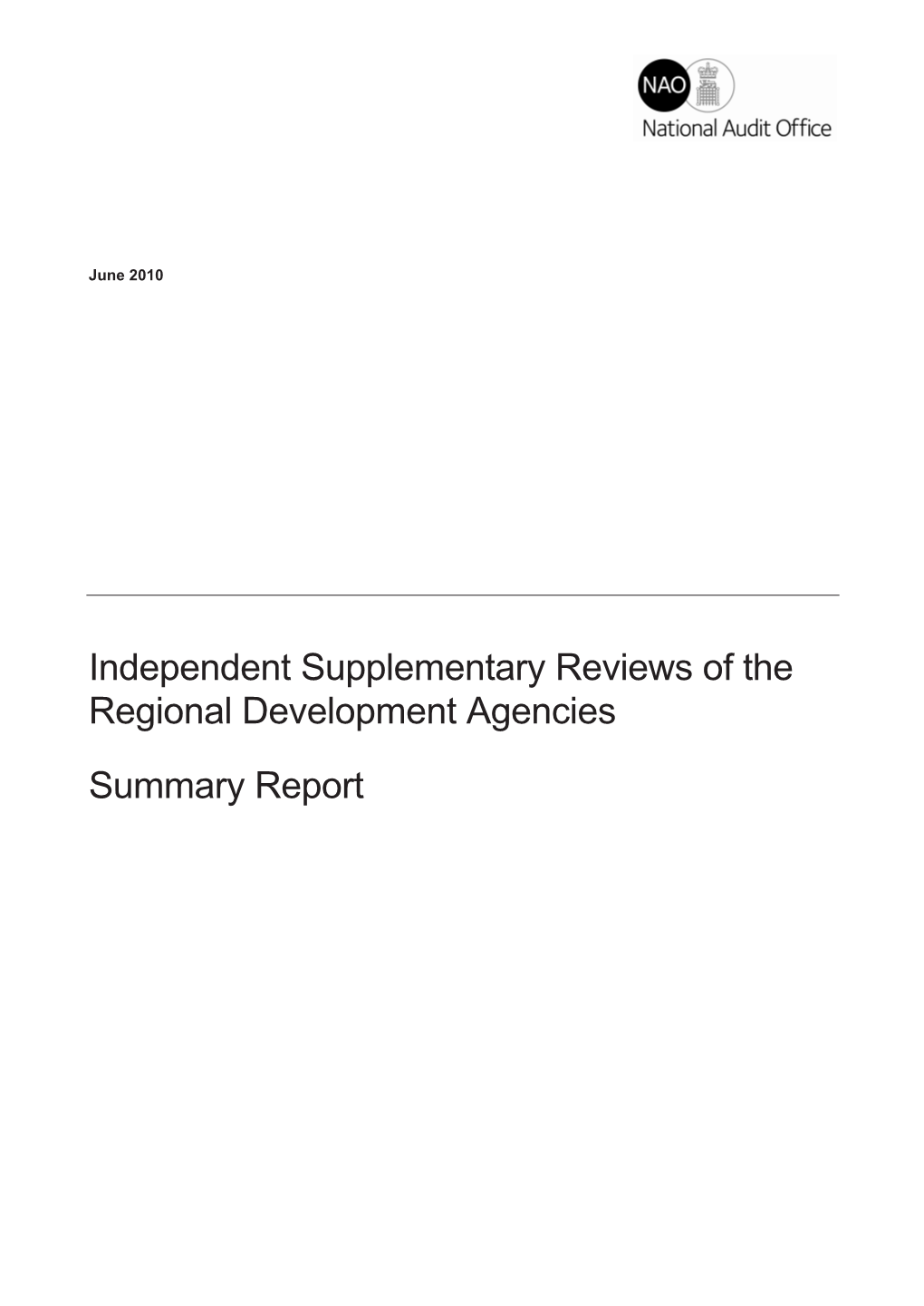 Independent Supplementary Review of Regional Development Agencies