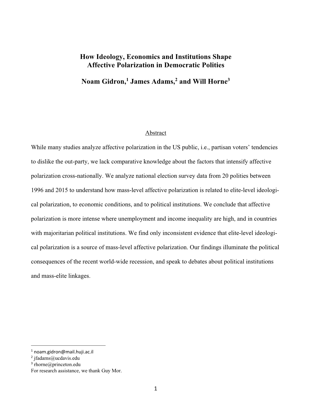 How Ideology, Economics and Institutions Shape Affective Polarization in Democratic Polities