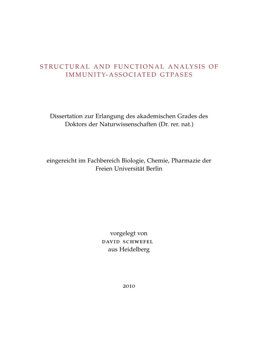 Structural and Functional Analysis of Immunity