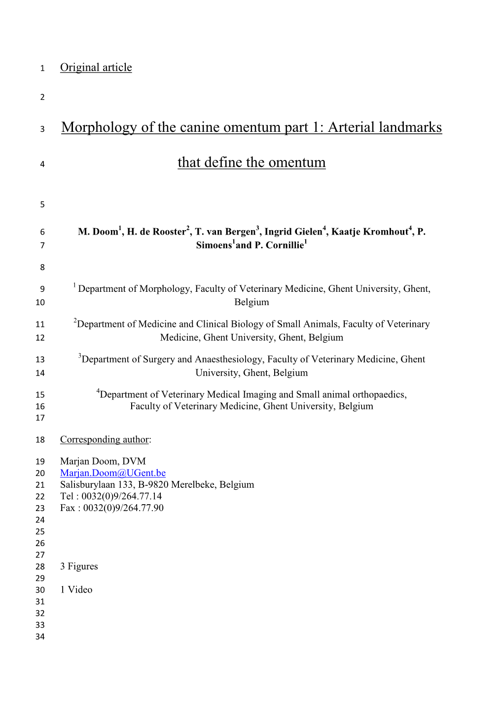 Morphology of the Canine Omentum Part 1: Arterial Landmarks