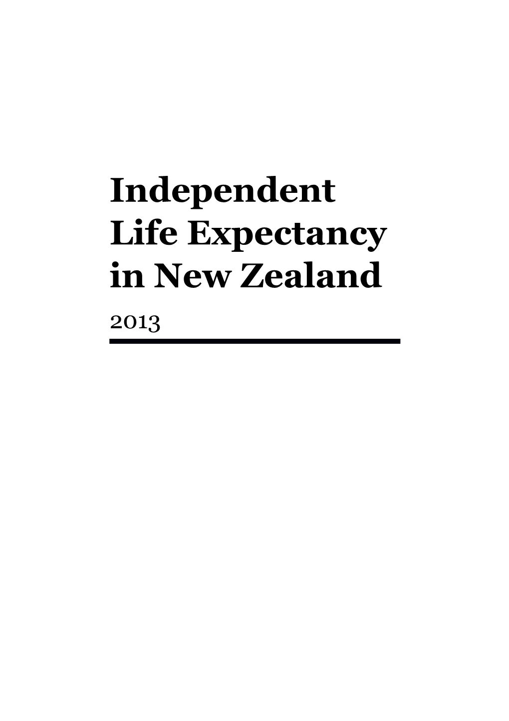 Independent Life Expectancy in New Zealand 2013