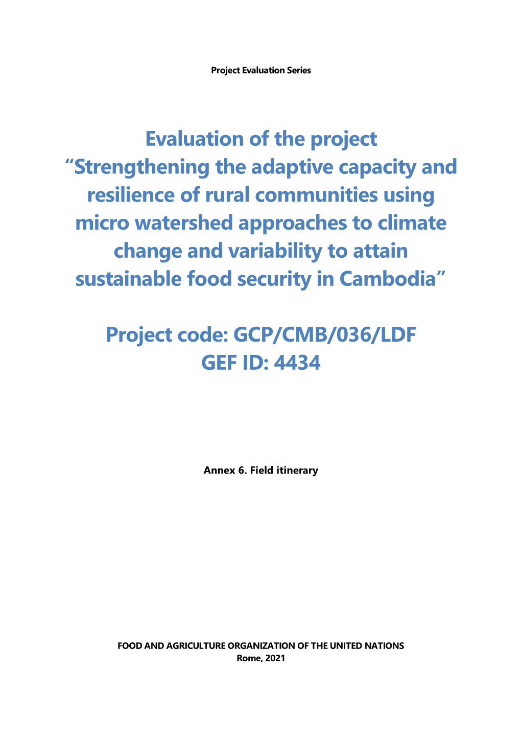 Strengthening the Adaptive Capacity and Resilience of Rural Communities