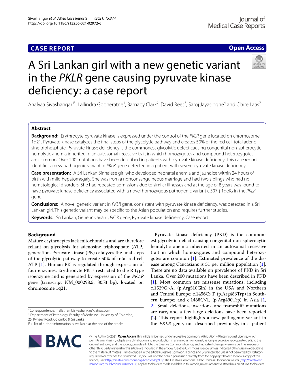A Sri Lankan Girl with a New Genetic Variant In