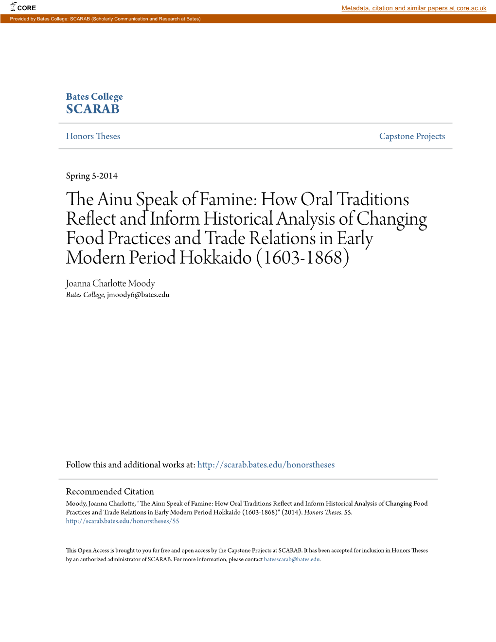 The Ainu Speak of Famine: How Oral Traditions Reflect