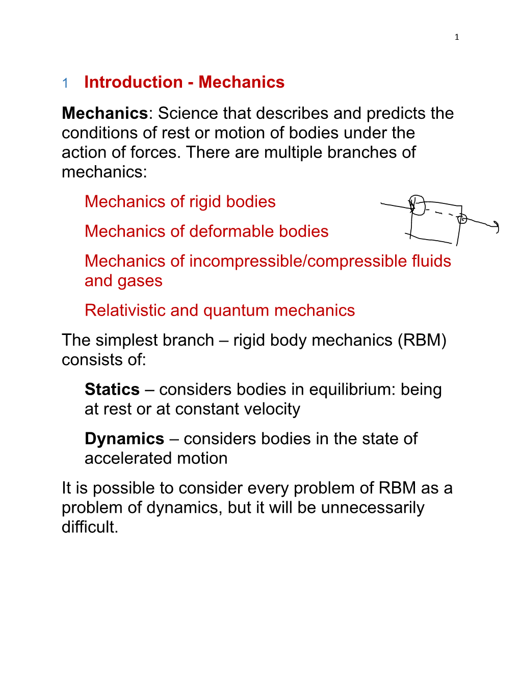 1 Introduction - Mechanics