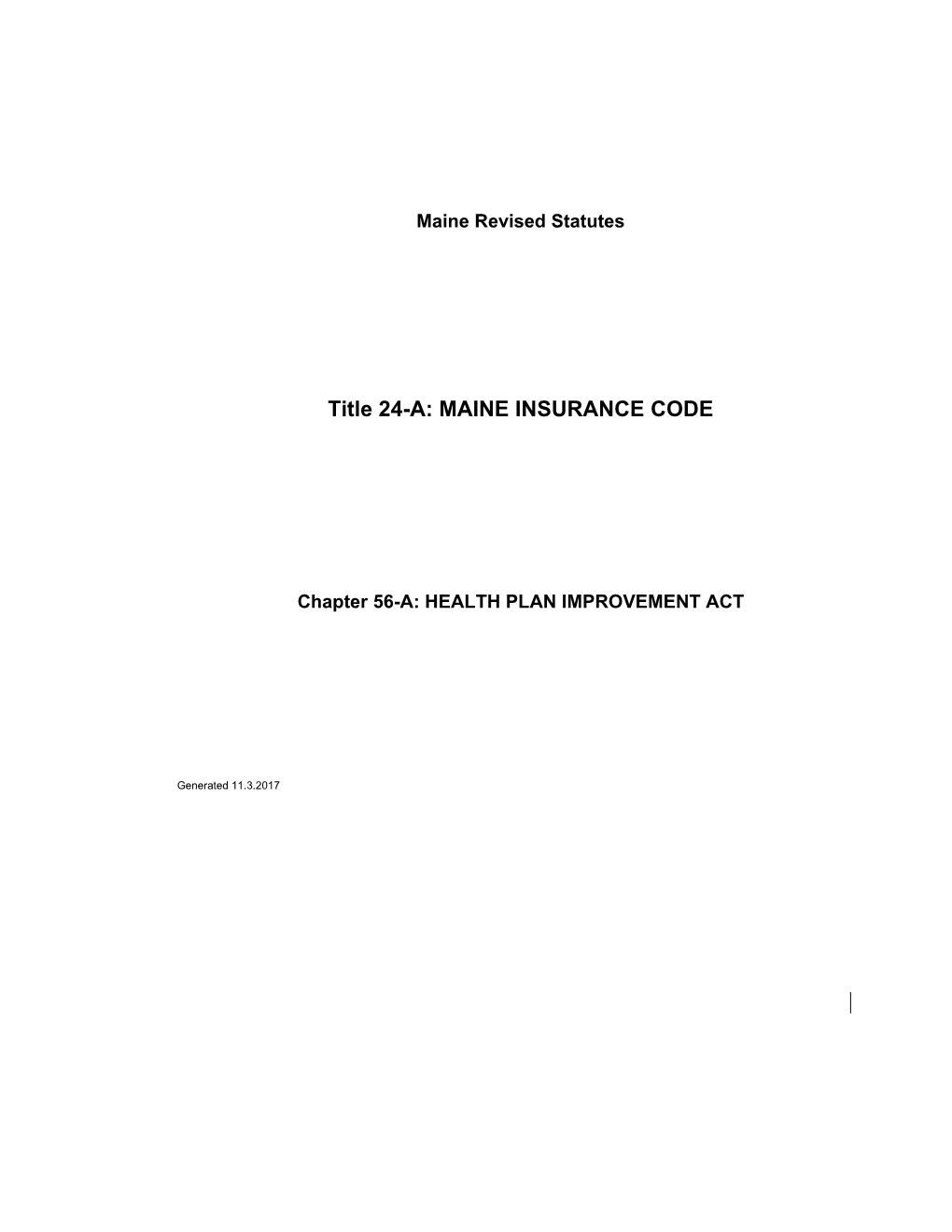 Title 24-A: MAINE INSURANCE CODE