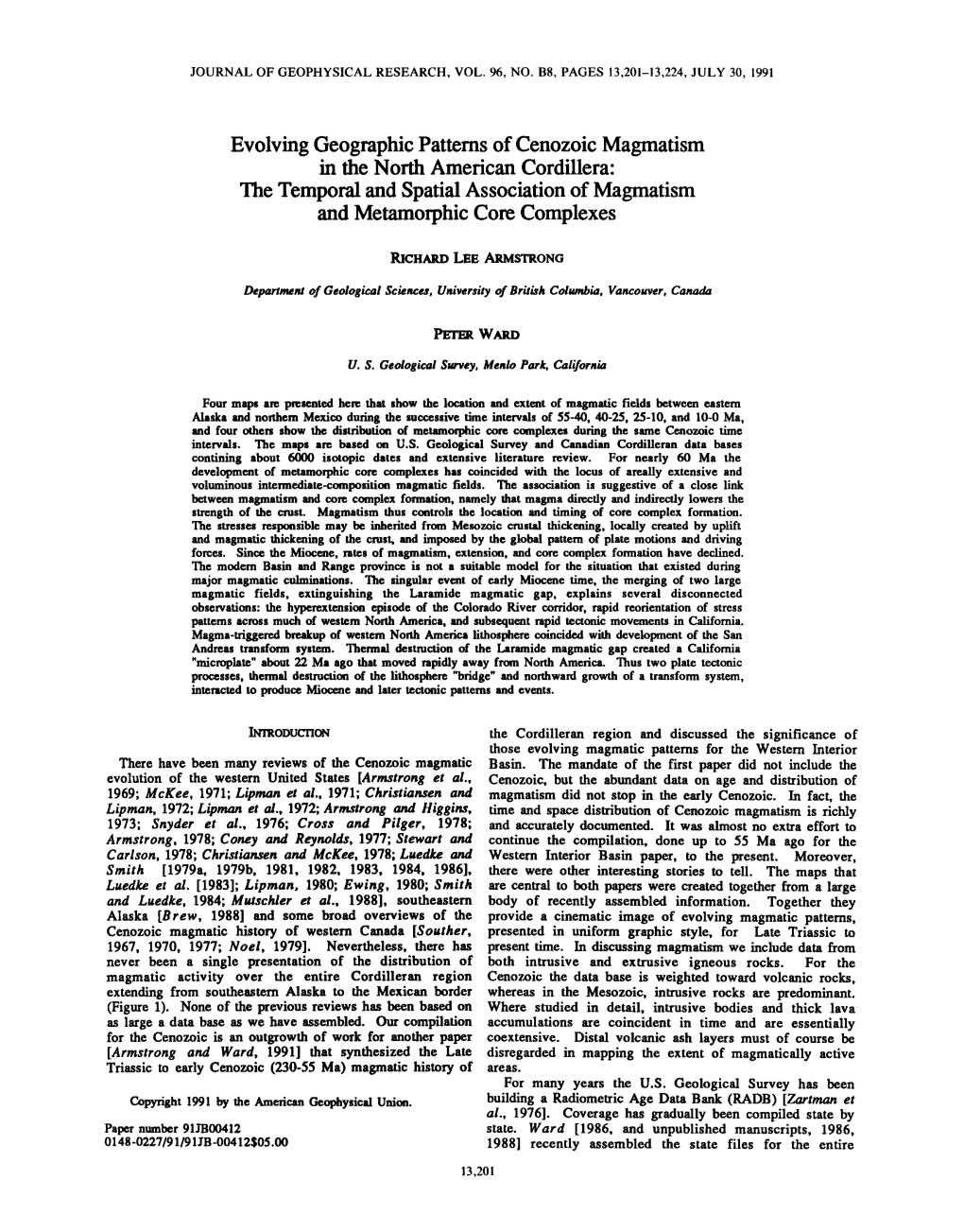 Evolving Geographic Patterns of Cenozoic Magmatism