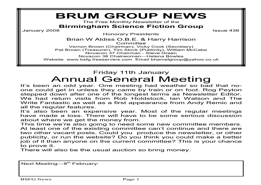 BRUM GROUP NEWS Annual General Meeting