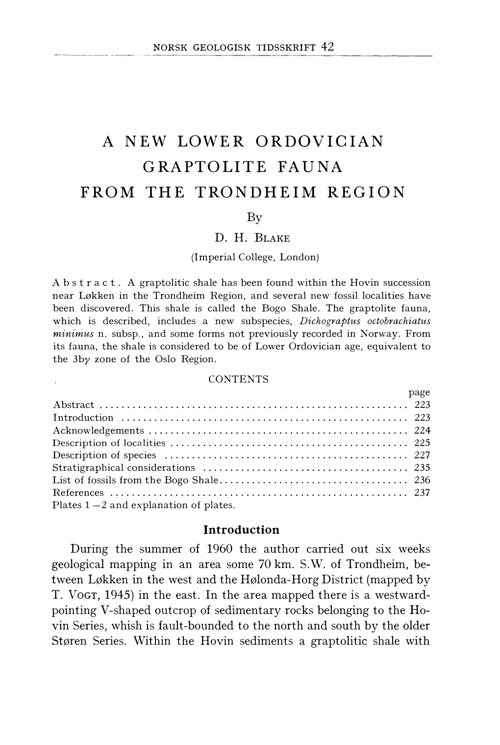 42 a New Lower Ordovician Graptolite Fauna from The