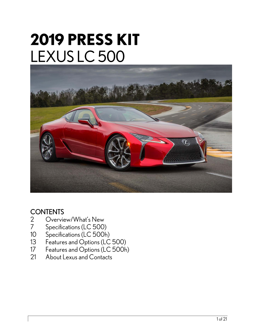 2019 Press Kit Lexus Lc 500