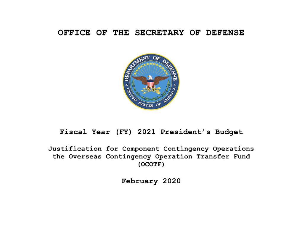 Fiscal Year (FY) 2021 President's Budget