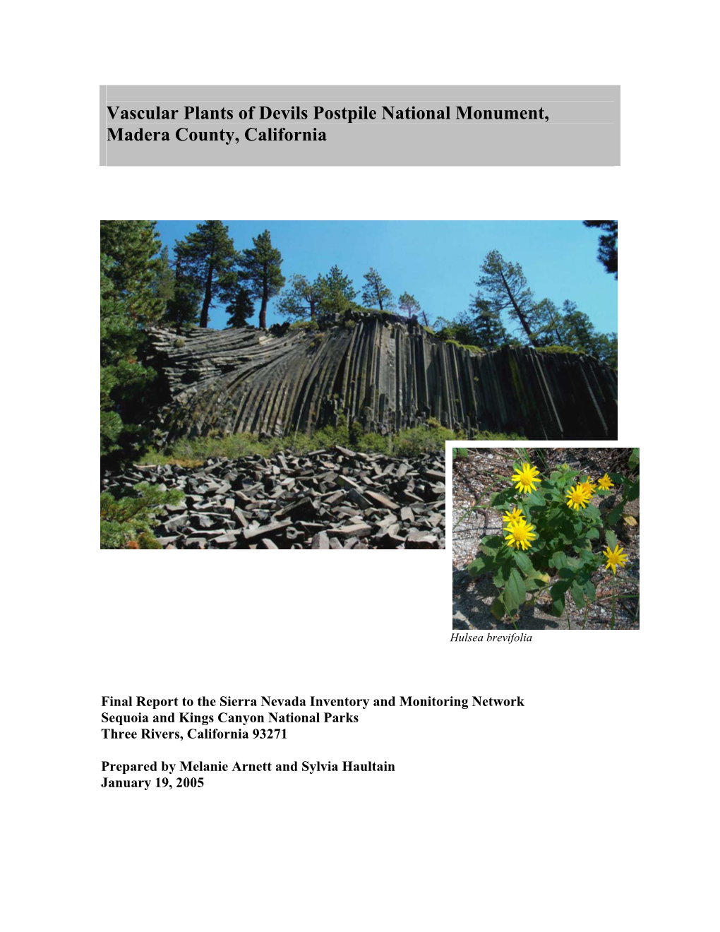 Complete Report on Vascular Plants in Devils Postpile