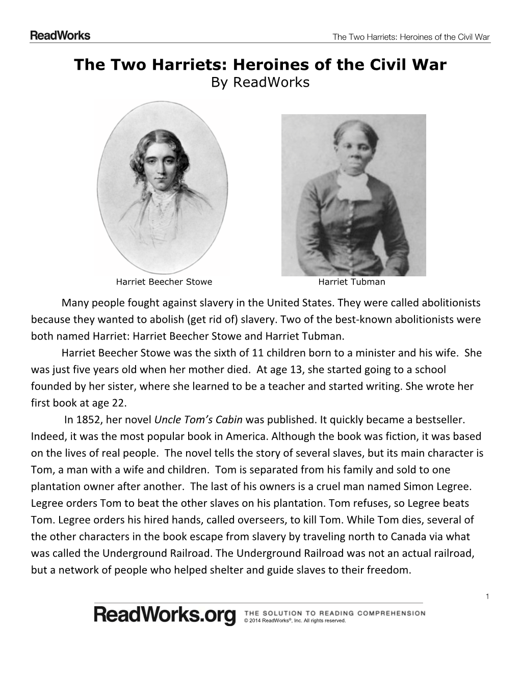 The Two Harriets: Heroines of the Civil War