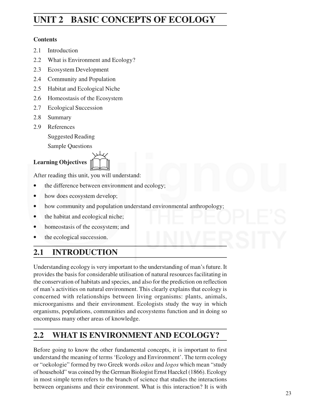 UNIT 2 BASIC CONCEPTS of ECOLOGY Environmental Anthropology