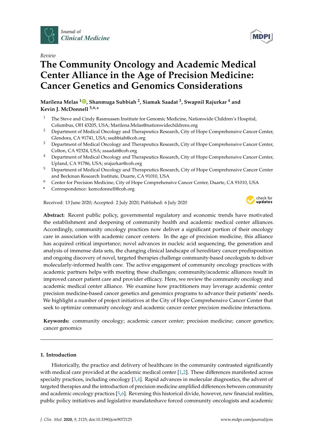 The Community Oncology and Academic Medical Center Alliance in the Age of Precision Medicine: Cancer Genetics and Genomics Considerations