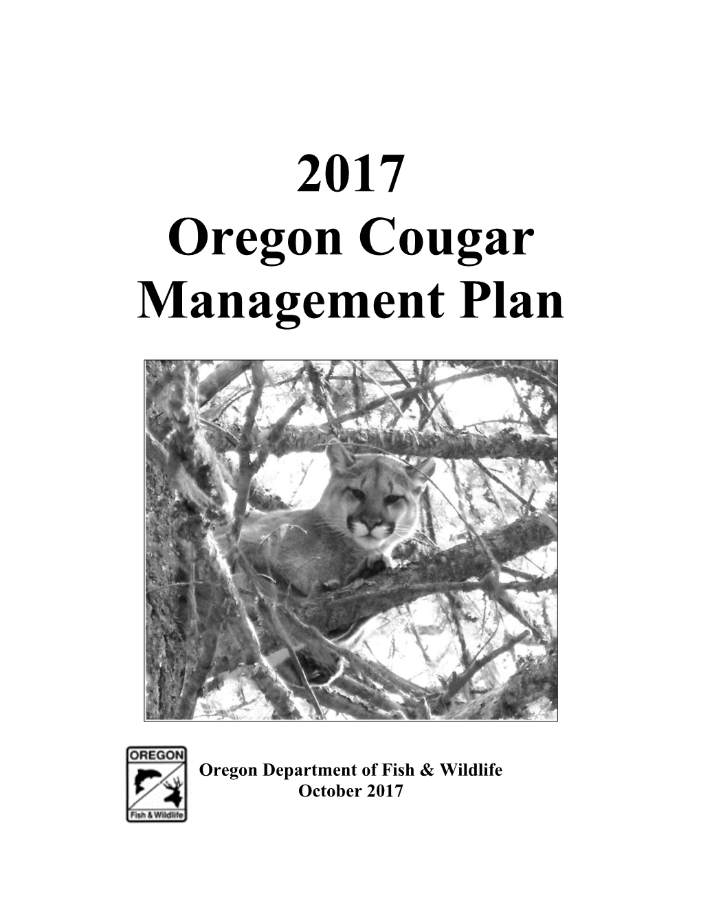 2017 Oregon Cougar Management Plan