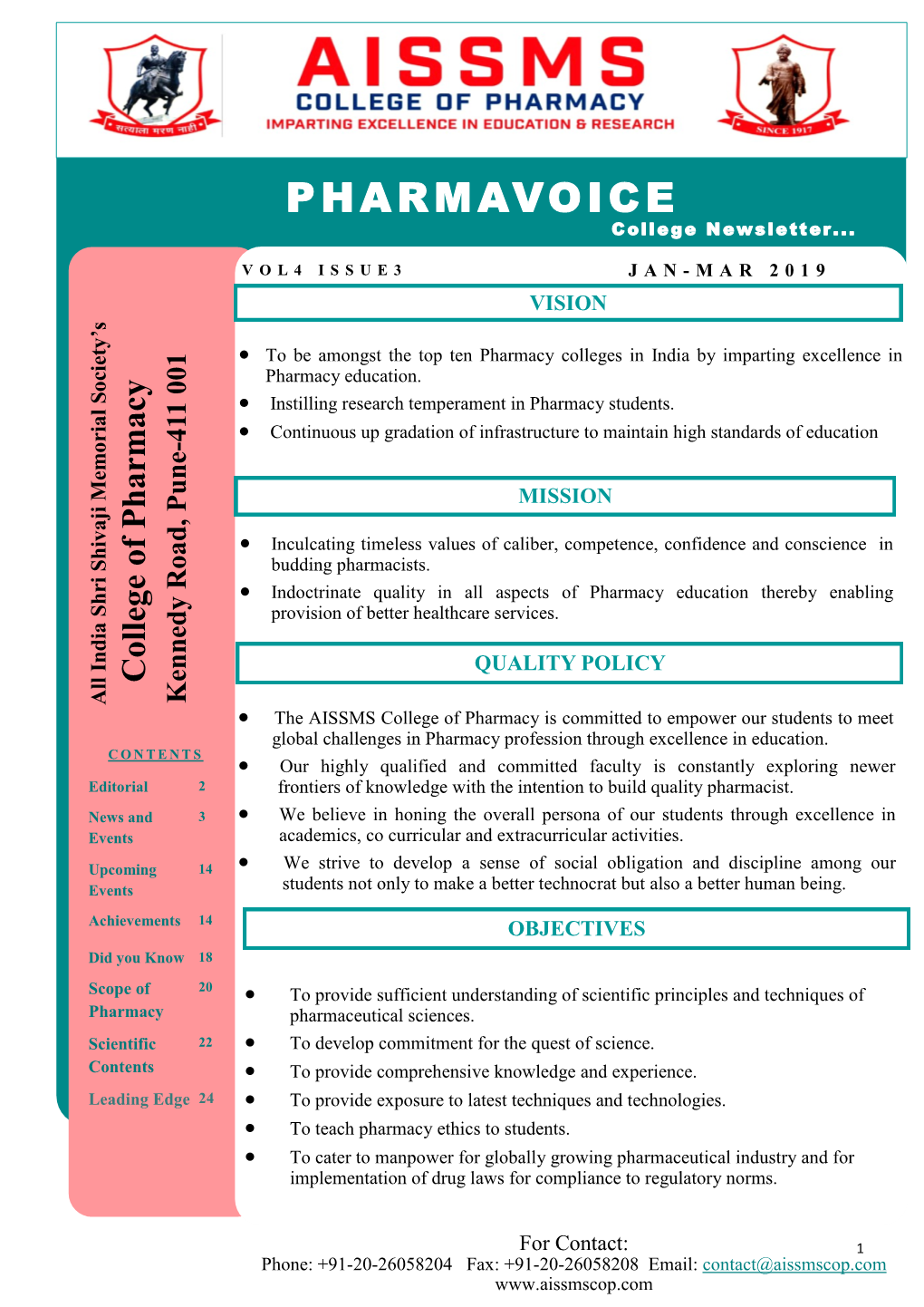 PHARMAVOICE College Newsletter