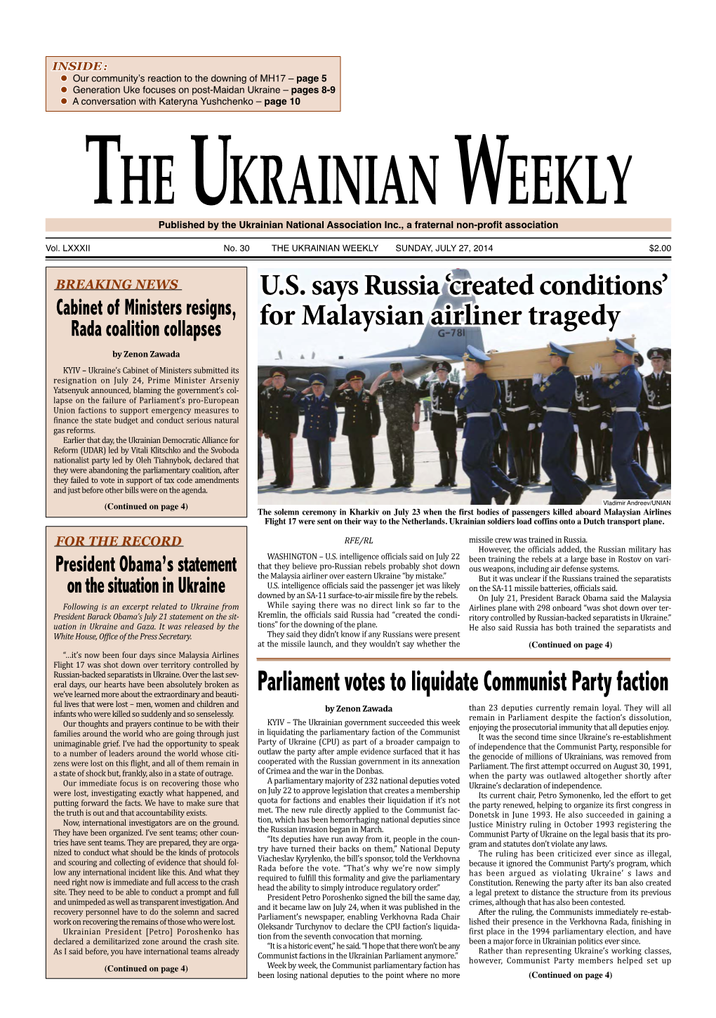 The Ukrainian Weekly 2014, No.30