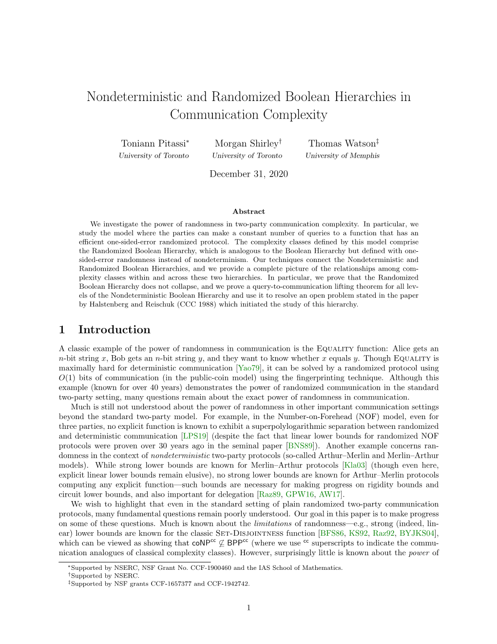 Nondeterministic and Randomized Boolean Hierarchies in Communication Complexity
