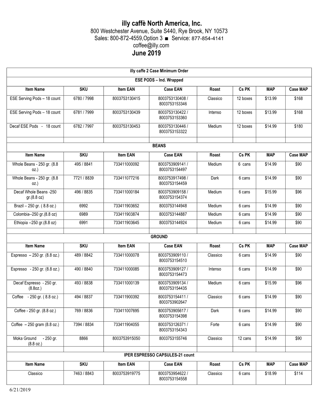 Illy Caffè North America, Inc. June 2019