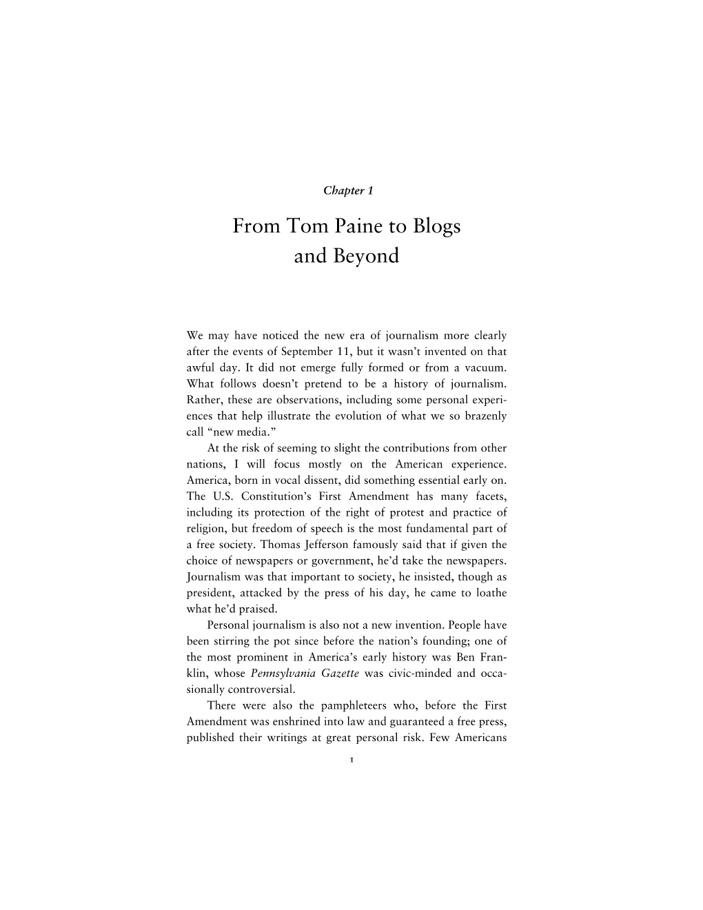 From Tom Paine to Blogs and Beyond