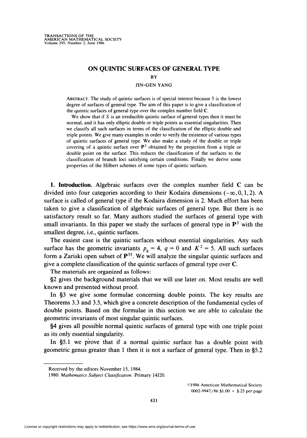 On Quintic Surfaces of General Type