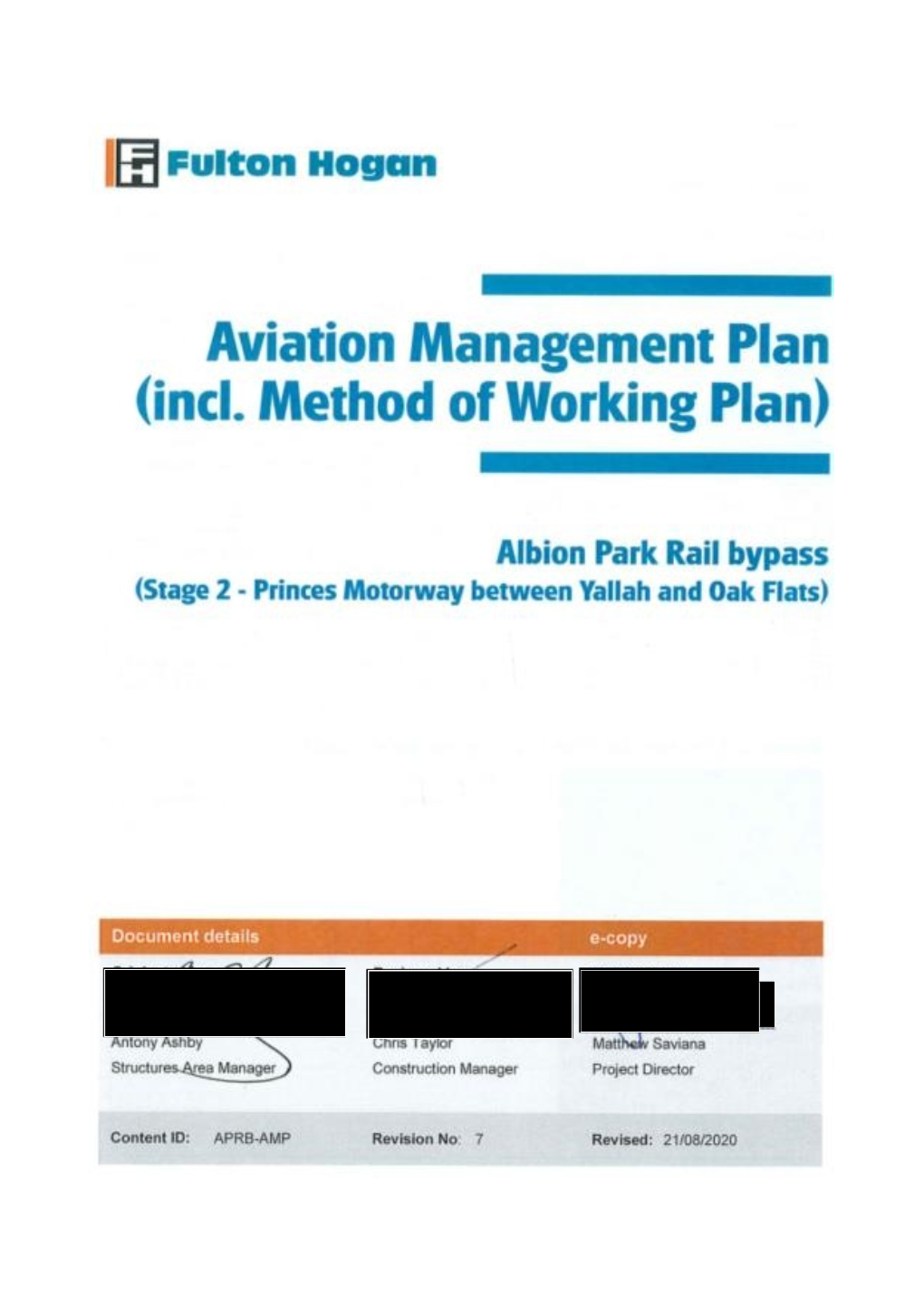 August 2020 Aviation Management Plan