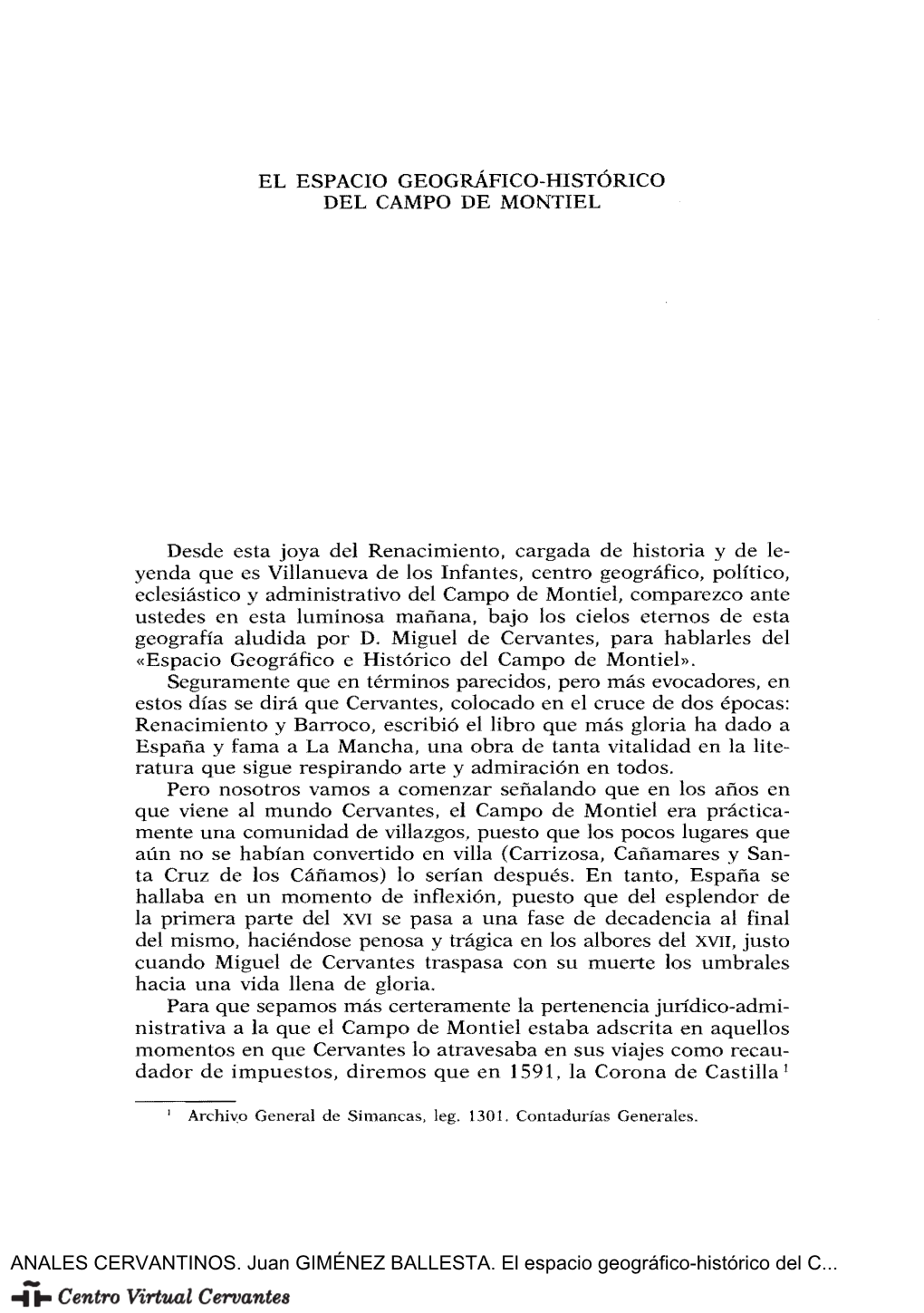 El Espacio Geográfico-Histórico Del Campo De Montiel