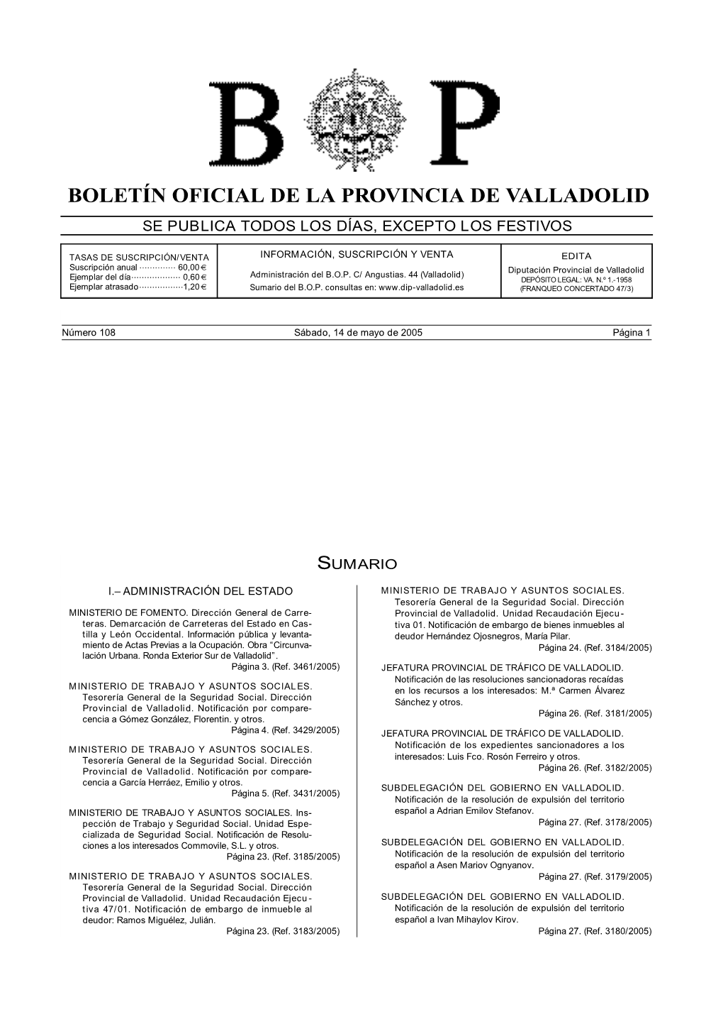 Boletín Oficial De La Provincia De Valladolid Y Que Se Encuentran Ciones, Ricardo Cuesta Escudero