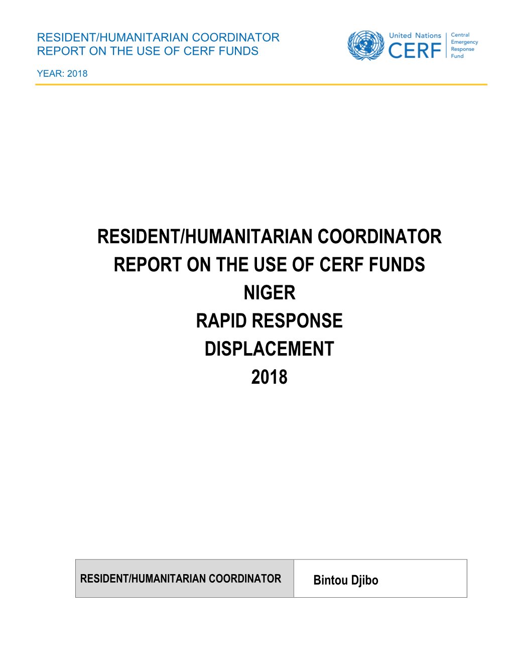 Niger Rapid Response Displacement 2018