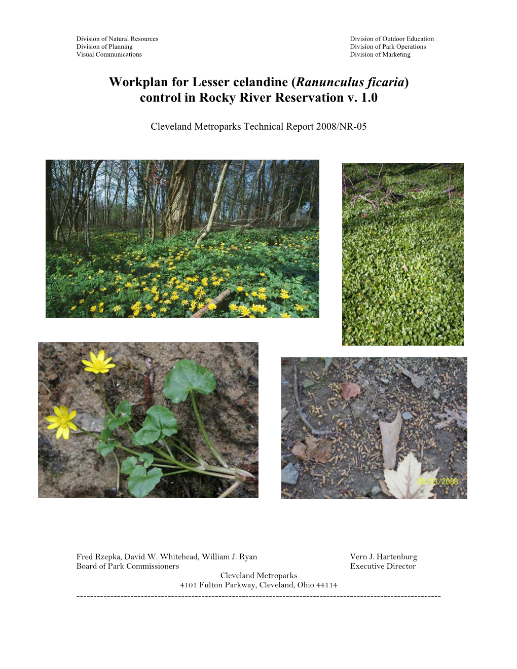 Workplan for Lesser Celandine (Ranunculus Ficaria) Control in Rocky River Reservation V