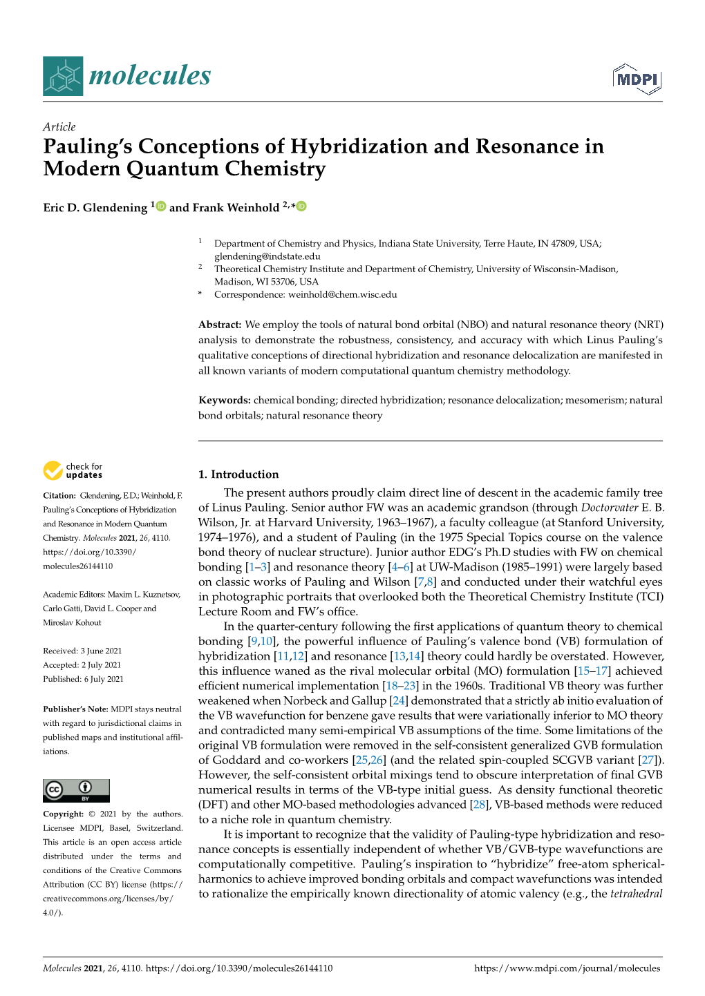 Pauling's Conceptions of Hybridization and Resonance in Modern Quantum Chemistry