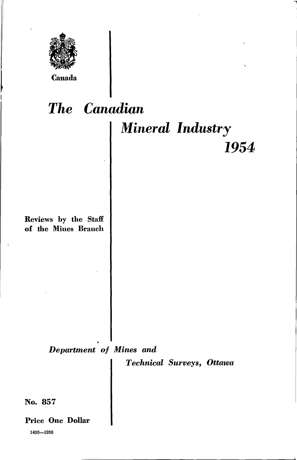 The Canadian Mineral Industry 1954