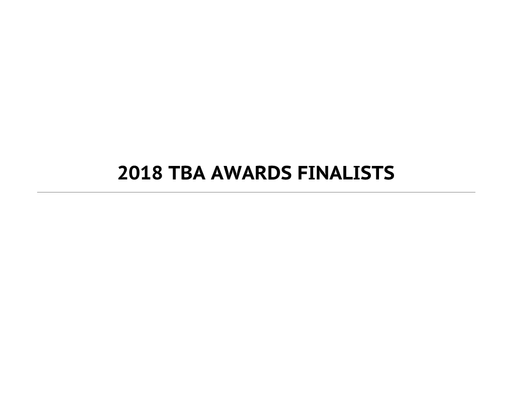 2018 Tba Awards Finalists