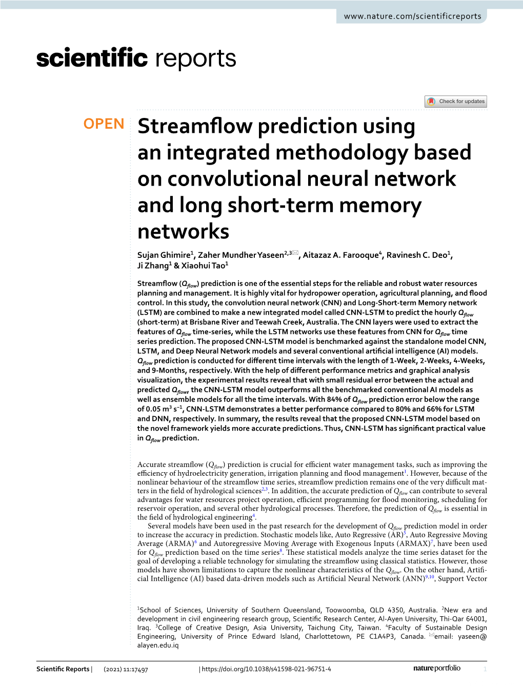 Streamflow Prediction Using an Integrated Methodology Based On