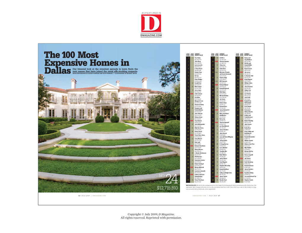 The 100 Most Expensive Homes in Dallas