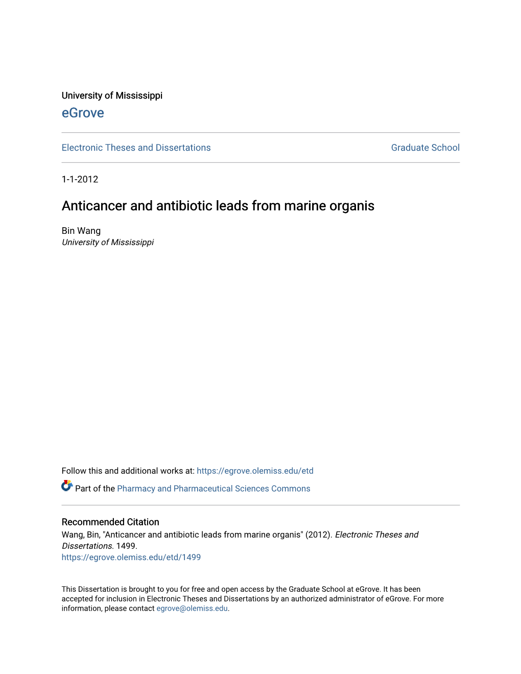 Anticancer and Antibiotic Leads from Marine Organis