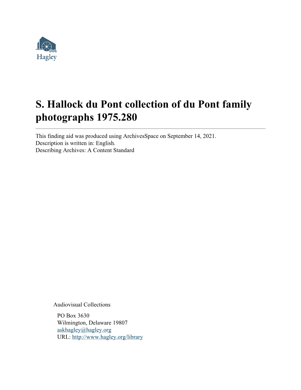 S. Hallock Du Pont Collection of Du Pont Family Photographs 1975.280