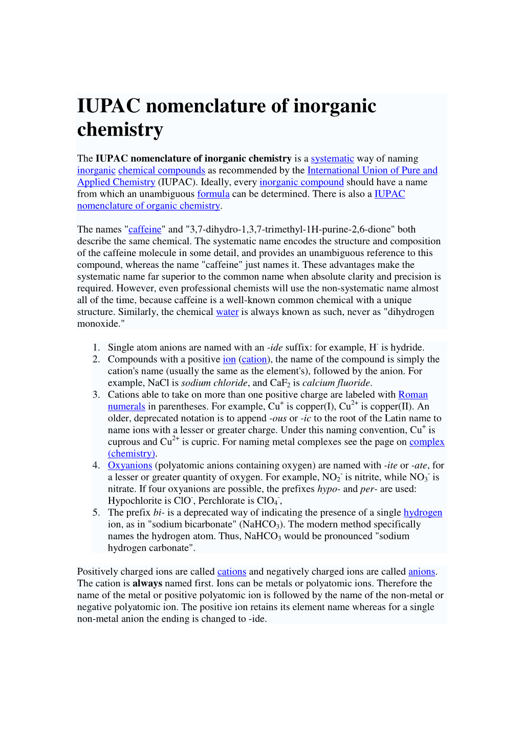 IUPAC Nomenclature of Inorganic Chemistry