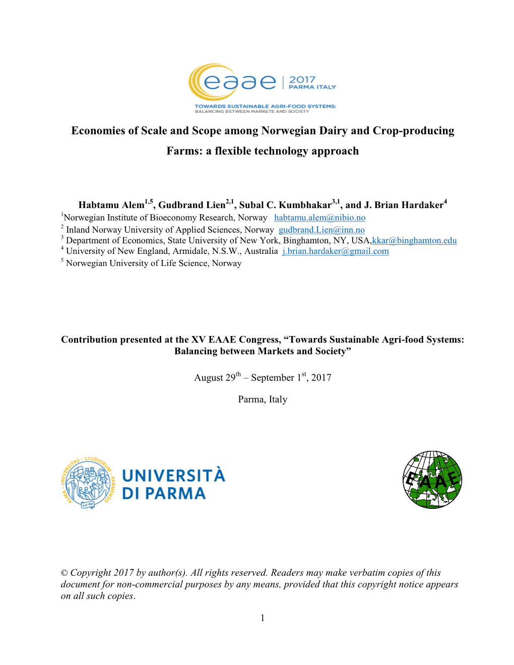 Economies of Scale and Scope Among Norwegian Dairy and Crop-Producing Farms: a Flexible Technology Approach