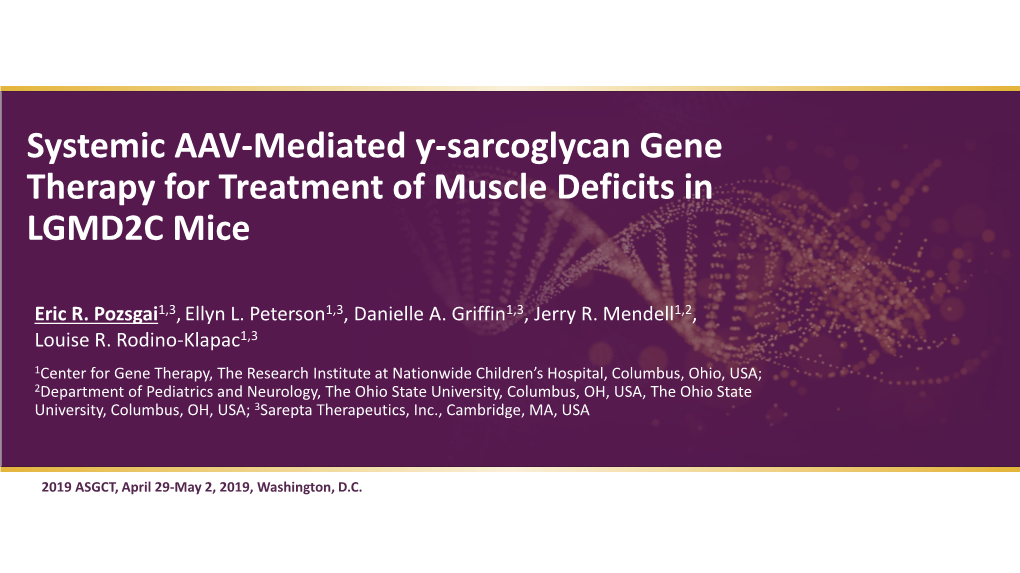 Pozsgai Et Al Systemic AAV-Mediated Ƴ-Sarcoglycan Gene Therapy For