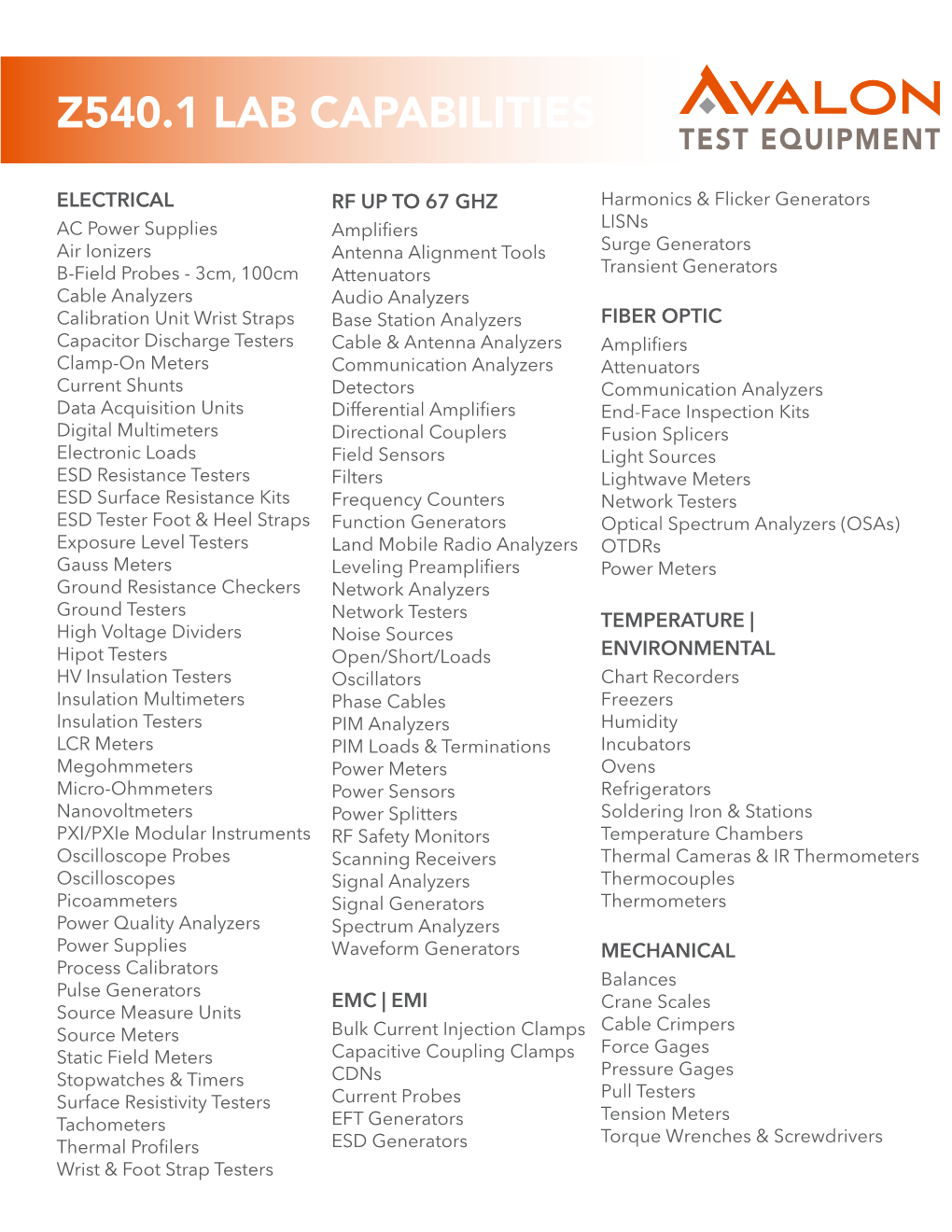 Z540.1 Lab Capabilities.Pdf