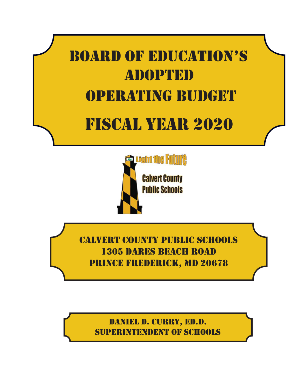 FY20 Board of Education's Adopted Book