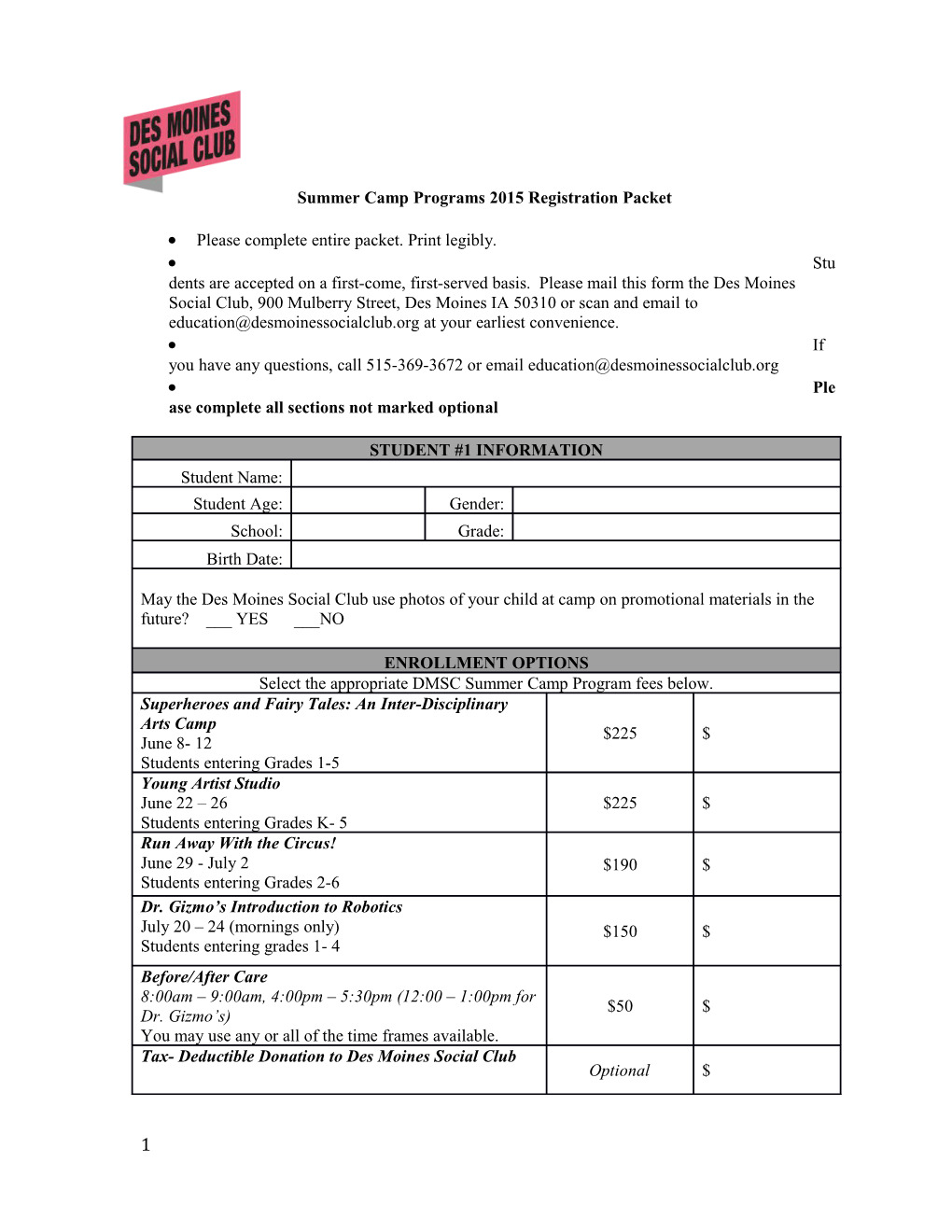 Please Complete Entire Packet. Print Legibly