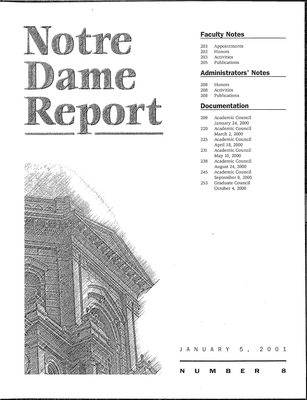 Notre Dame Report 30:08 (2001-01-05)