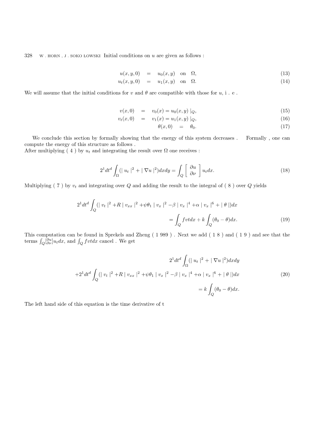 Noindent 328 <Quad W . HORN , J . SOKO <L OWSKI Initial