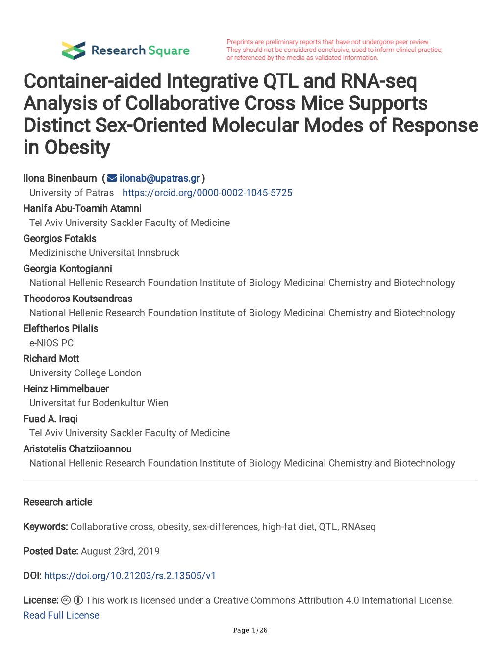 Container-Aided Integrative QTL and RNA-Seq Analysis of Collaborative Cross Mice Supports Distinct Sex-Oriented Molecular Modes of Response in Obesity