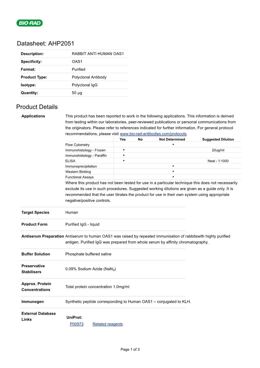 Datasheet: AHP2051 Product Details